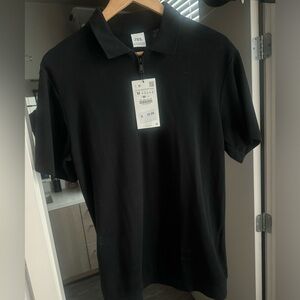 Zara Black Textured Polo (M)